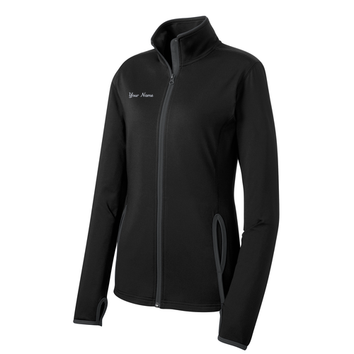 Ladies Sport-Tek Sport Wick Stretch Contrast Full Zip Jacket -- Black / Charcoal Grey