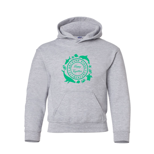 Youth Gildan Heavy Blend Hooded Sweatshirt Ocean-- Sport Grey