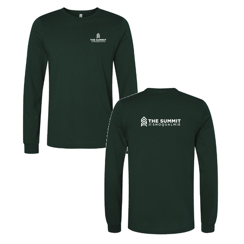 The Summit at Snoqualmie Logo 2 White Ink -- Longsleeve Forest