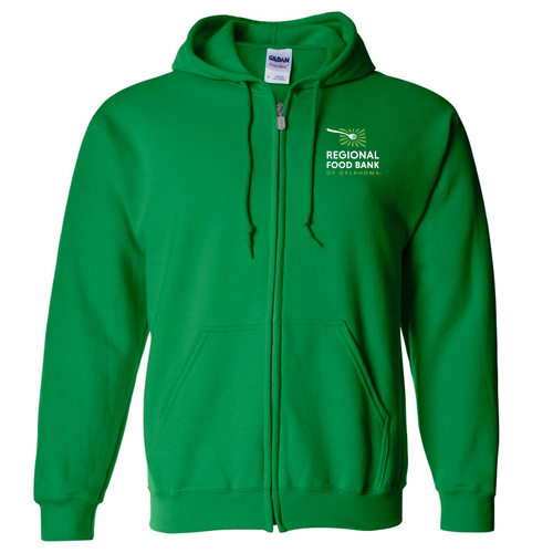 Gildan Full Zip Hooded Sweatshirt Embroidered-- Irish Green