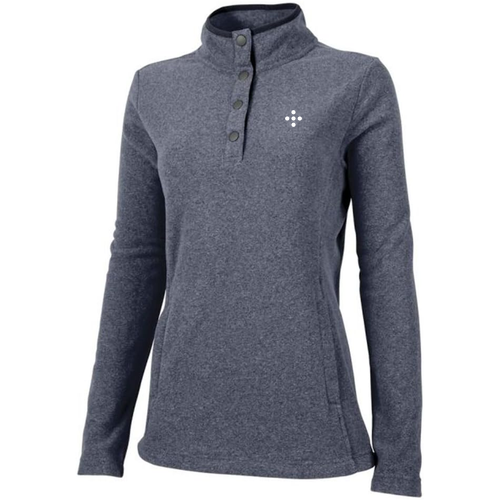 Charles River Bayview Fleece fitted Pullover -- Medium Blue Heather / Navy