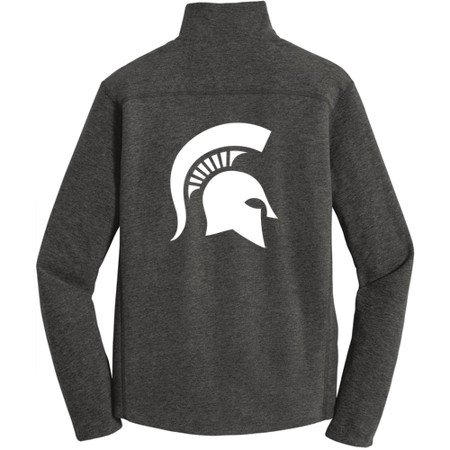 Port Authority Heather Microfleece Full Zip Jacket -- Black Charcoal Heather