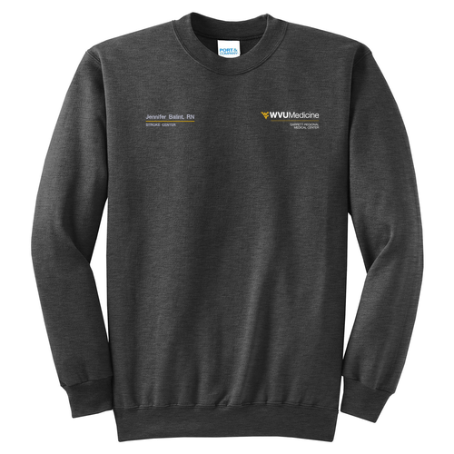 Embroidered Port and Company Classic Crewneck Sweatshirt -- Dark Heather Grey