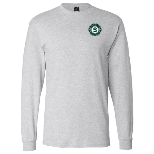 Hanes Beefy Heavyweight Cotton Long sleeve T-Shirt -- Light Steel