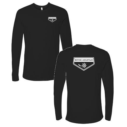Boyne Mountain Logo 2 White Ink -- Long Sleeve Black