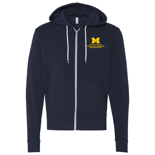 Mens/Unisex Bella Canvas Soft Full-Zip Hooded Sweatshirt -- Navy, $41