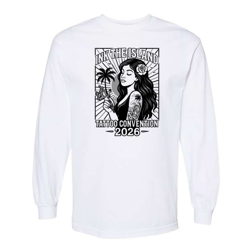 Blackwork Adult Long Sleeve T-Shirt -- White