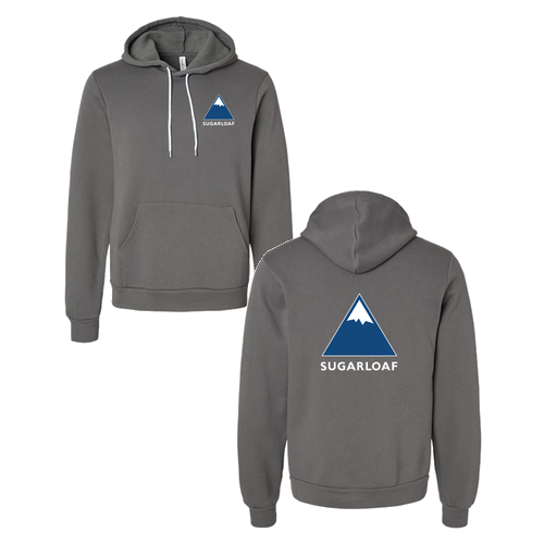 Sugarloaf Logo 2 Blue and White Ink -- Pullover Hooded Sweatshirt Asphalt