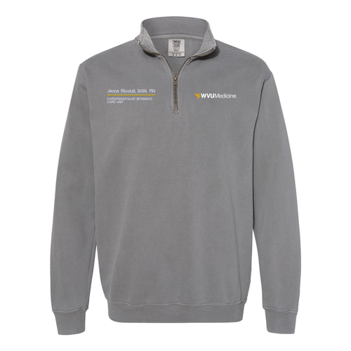 Embroidered Comfort Colors Unisex Garment-Dyed Quarter-Zip Sweatshirt -- Grey