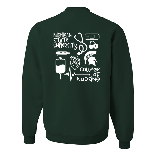 Jerzees 8 Oz., 50/50 Nublend Fleece Forest Green Collage crew