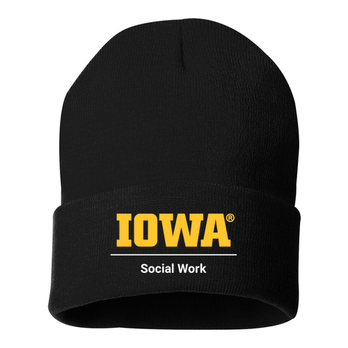 Embroidered Sportsman Solid 12" Cuffed Beanie -- Black
