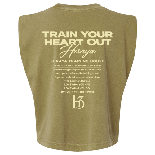 Year 3 TRAIN YOUR HEART OUT Women's Muscle Tank -- Faded Army