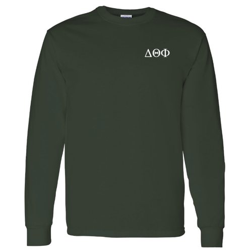Delta Theta Phi Heavy Cotton Longsleeve Basic T-Shirt -- Front & Back Print