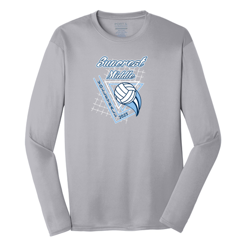 Port and Company Long Sleeve Performance Tee -- Silver