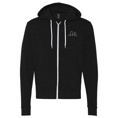 Bella Canvas Unisex Full-Zip Hooded Sweatshirt -- Black Heather