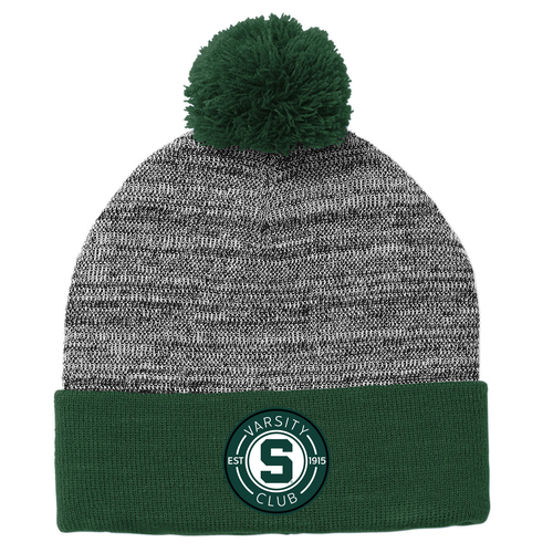 Sport-Tek Heather Pom Pom Beanie -- Forest Green / Grey Heather