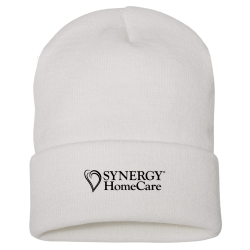 Yupoong Knit Hat with Cuff -- White