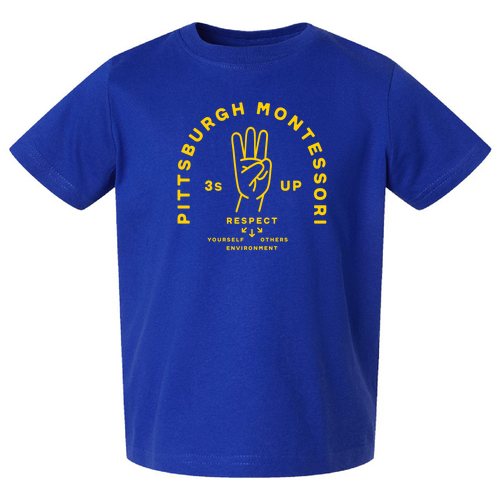 Toddler Cotton T-Shirt, 3s Up Design -- Royal