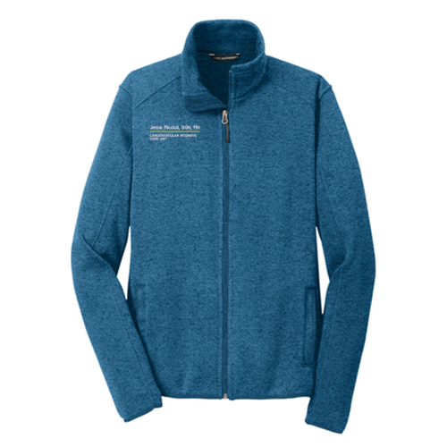 Port Authority Sweater Fleece Jacket -- Medium Blue Heather