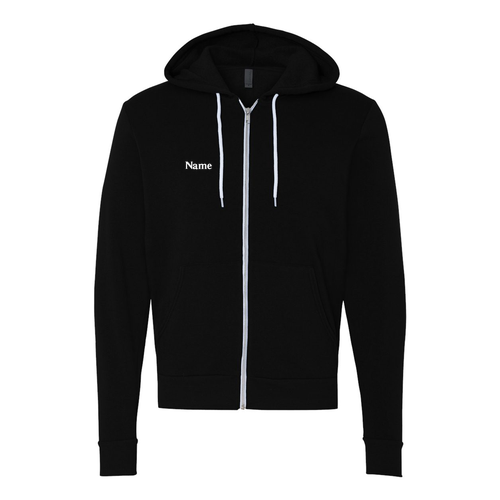 Mens/Unisex Bella Canvas Soft Full-Zip Hooded Sweatshirt -- Black