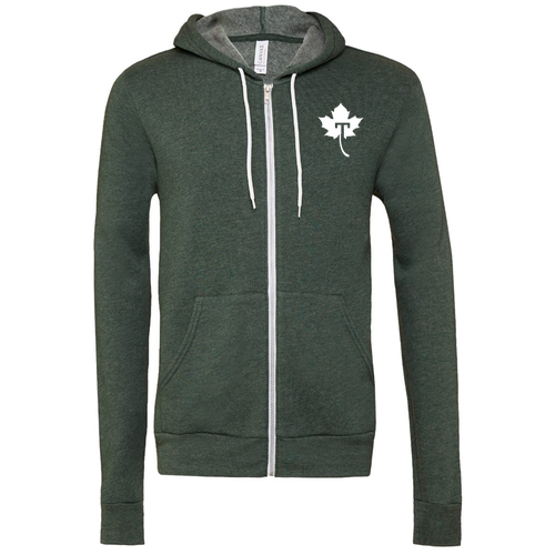 Adult Forest Green Fleece Bella Canvas Full-Zip Hoodie