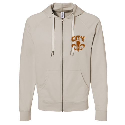 Independent Trading Icon Unisex Lightweight Terry Full-Zip Hooded Sweatshirt -- Sand