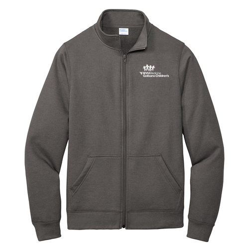 Screen Printed Port and Company Core Fleece Cadet Full-Zip Sweatshirt -- Charcoal