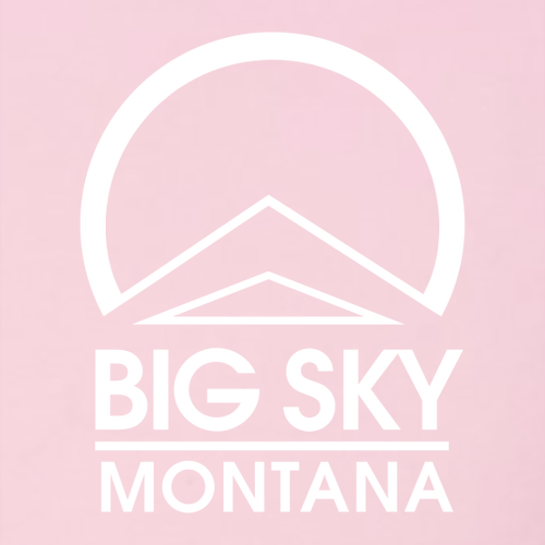 Big Sky Montana Logo 2 White Ink -- Crewneck Sweatshirt Pink
