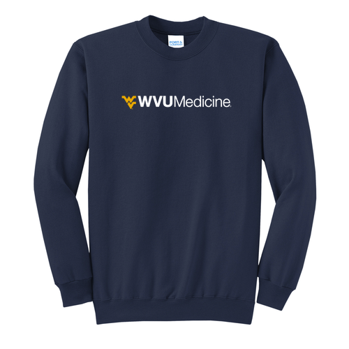 Screen Printed Port and Company Classic Crewneck Sweatshirt -- Navy