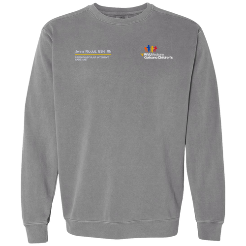 Embroidered Comfort Colors Unisex Garment-Dyed Crewneck Sweatshirt -- Grey
