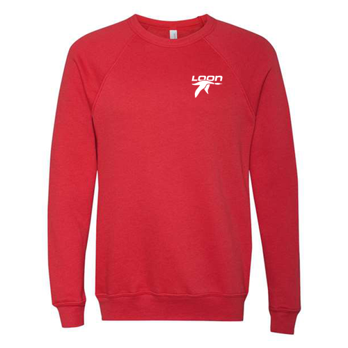 Loon Logo 2 White Ink -- Crewneck Sweatshirt Red