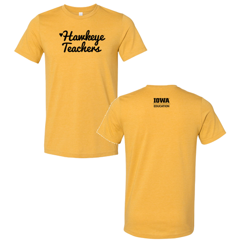 Hawkeye Teachers Bella Canvas Unisex Heather CVC T-Shirt -- Heather Mustard