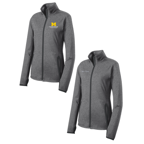 Ladies Sport-Tek Sport Wick Stretch Contrast Full Zip Jacket -- Charcoal Grey Heather / Charcoal Grey