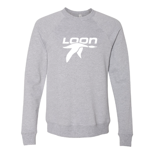 Loon Logo 1 White Ink -- Crewneck Sweatshirt Athletic Heather