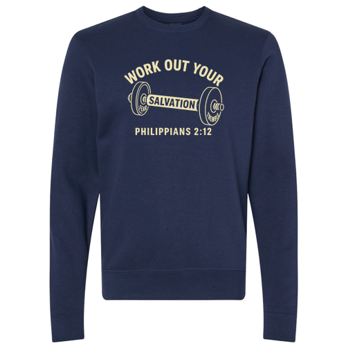 Work Out Your Salvation Crewneck Sweater -- True Navy