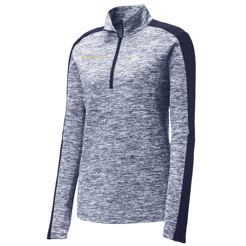 Sport-Tek Ladies PosiCharge Electric Heather Colorblock Quarter Zip Pullover -- True Navy Electric / True Navy