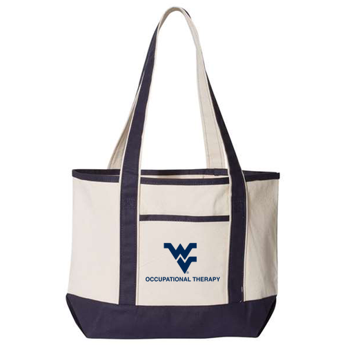Q-Tees 20L Small Deluxe Tote -- Natural / Navy