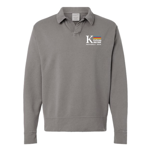 Hanes Garment-Dyed Polo Collar Sweatshirt -- Concrete Gray