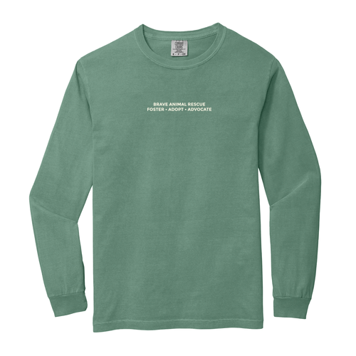 Embroidered Brave Long Sleeve Tee -- Light Green