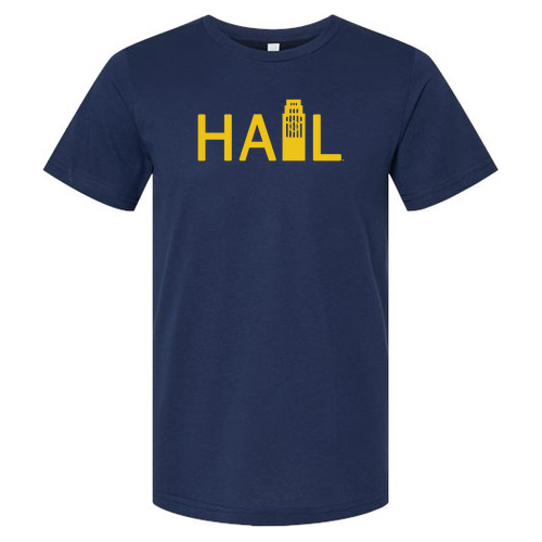 Mens/Unisex Bella Canvas Soft Fitted Heather CVC Tee -- Solid Navy Blend, Burton Bell Tower