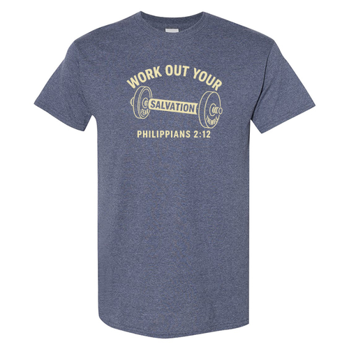 Work Out Your Salvation Tee -- Heather Navy