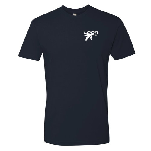 Loon Logo 2 White Ink -- Short Sleeve Midnight Navy