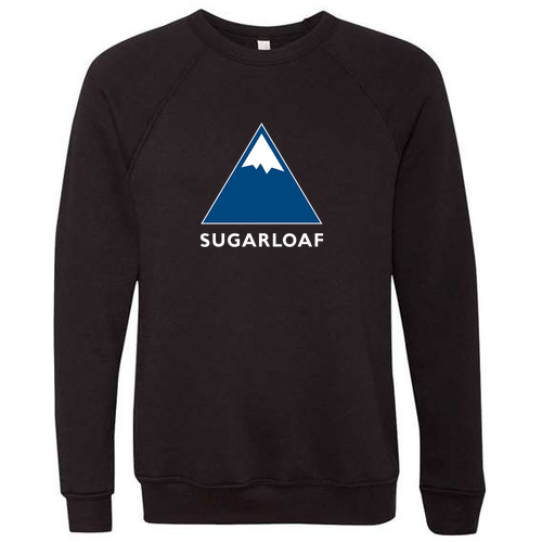Sugarloaf Logo 1 Blue and White Ink -- Crewneck Sweatshirt Black