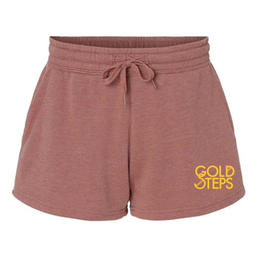 Gold Steps Embroidered Women's lightweight California Wave Wash Sweatshorts -- Dusty Rose