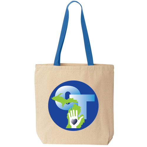 Liberty Bags Canvas Tote with Contrasting Handles -- Natural / Royal
