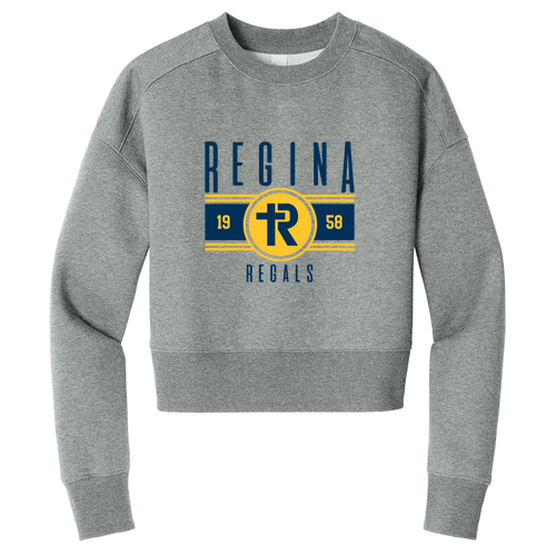 District Women's Perfect Weight Fleece Cropped Crew -- Heathered Steel