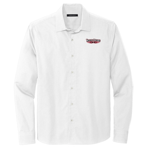 Unisex Long Sleeve Stretch Button Up Shirt -- White
