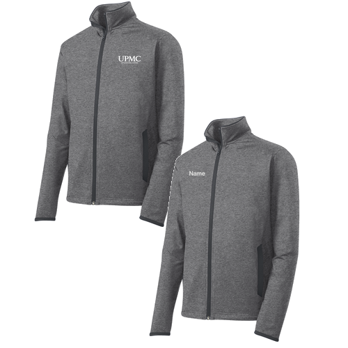 Sport-Tek Sport Wick Stretch Contrast Full Zip Jacket -- Charcoal Grey Heather / Charcoal Grey
