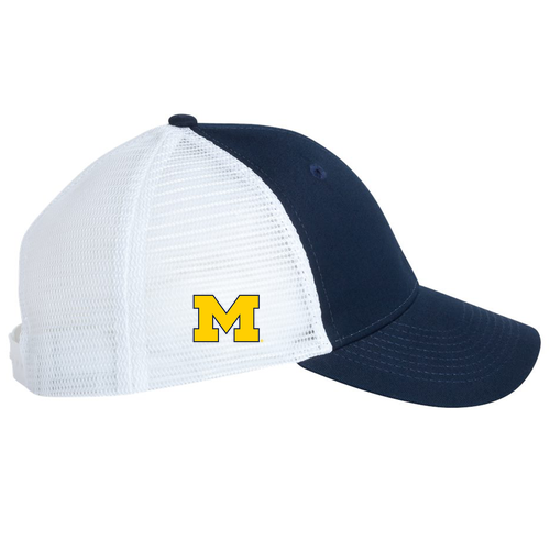 Unisex Michigan Swimming Trucker Hat -- Navy / White