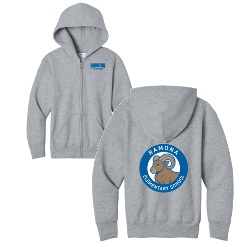 Port and Company Youth Full-Zip Hooded Sweatshirt -- Athletic Heather